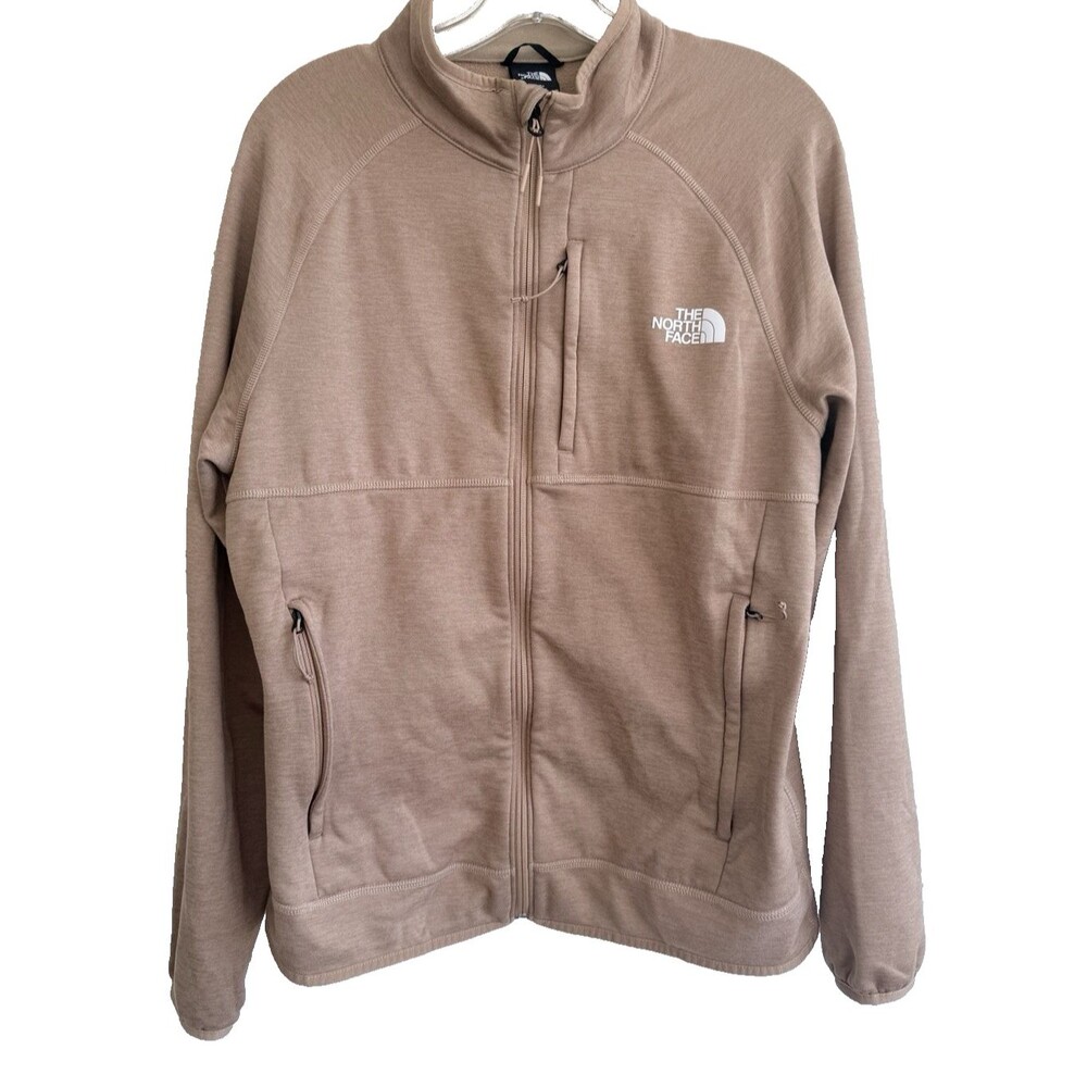 THE NORTH FACE Zip Front Sweat Jacket Beige Tan Long Sleeve Mens Size M